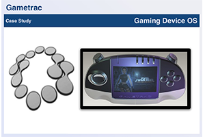 
				        · Designed a UI Framework for the Gizmondo Gametrac Device<br>
				        · Paper Prototyping User Interface and the Information Architecture<br>
				        · Invented a model for Text Entry via Joypad through research